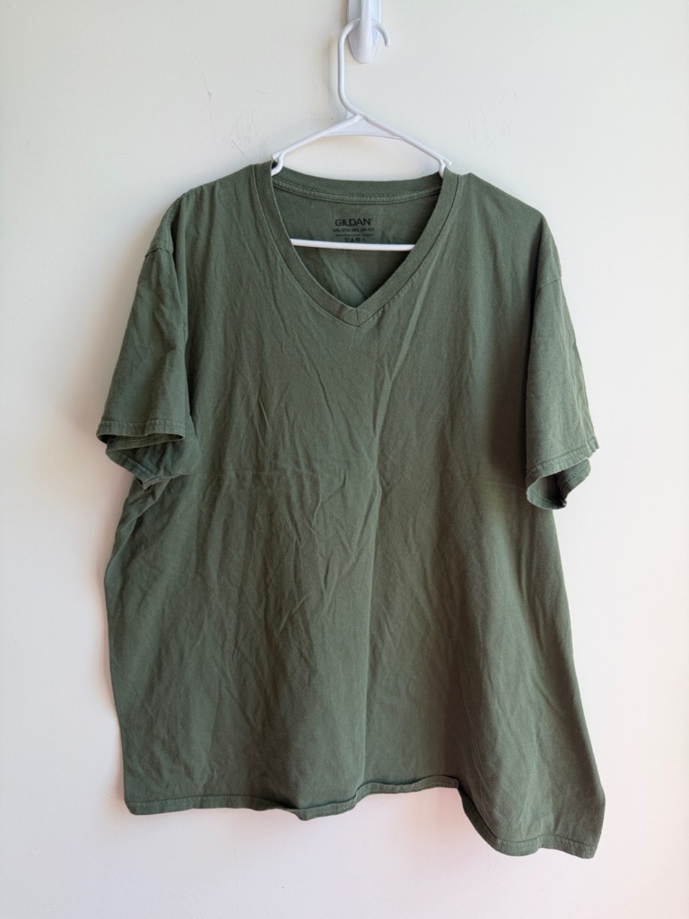 Gildan Olive Green V-Neck Tee Shirt